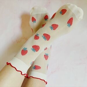144 - Strawberry Pattern Sheer Mesh Socks
